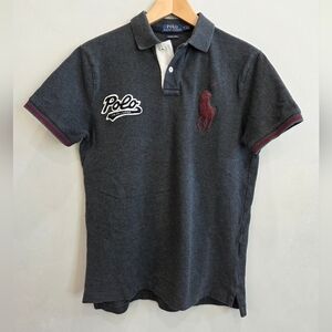 Polo Ralph Lauren Custom Slim Fit Big Pony Polo Shirt Cursive Gray Size Medium
